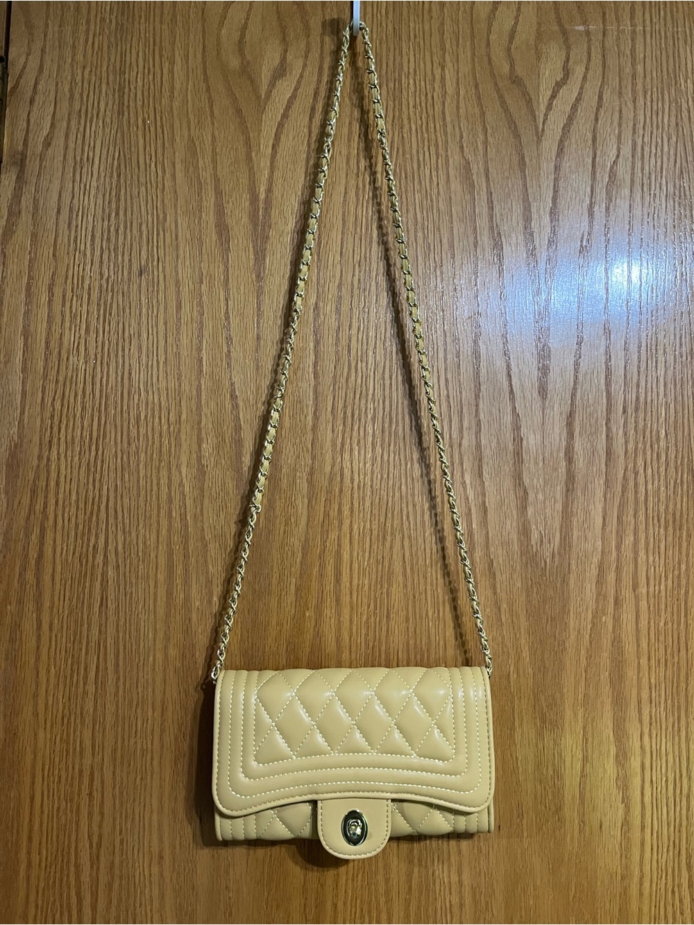 Quilted Yellow Chain Crossbody Bag